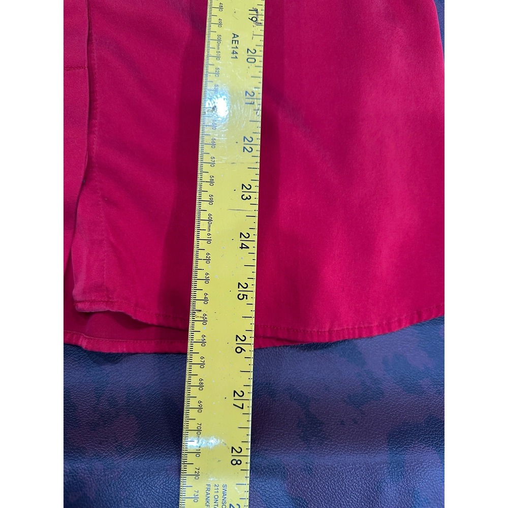 AK Anne Klein Red Silk Blend Hidden Button Down Blouse Long Sleeve Cuffed Shirt - Picture 9 of 9